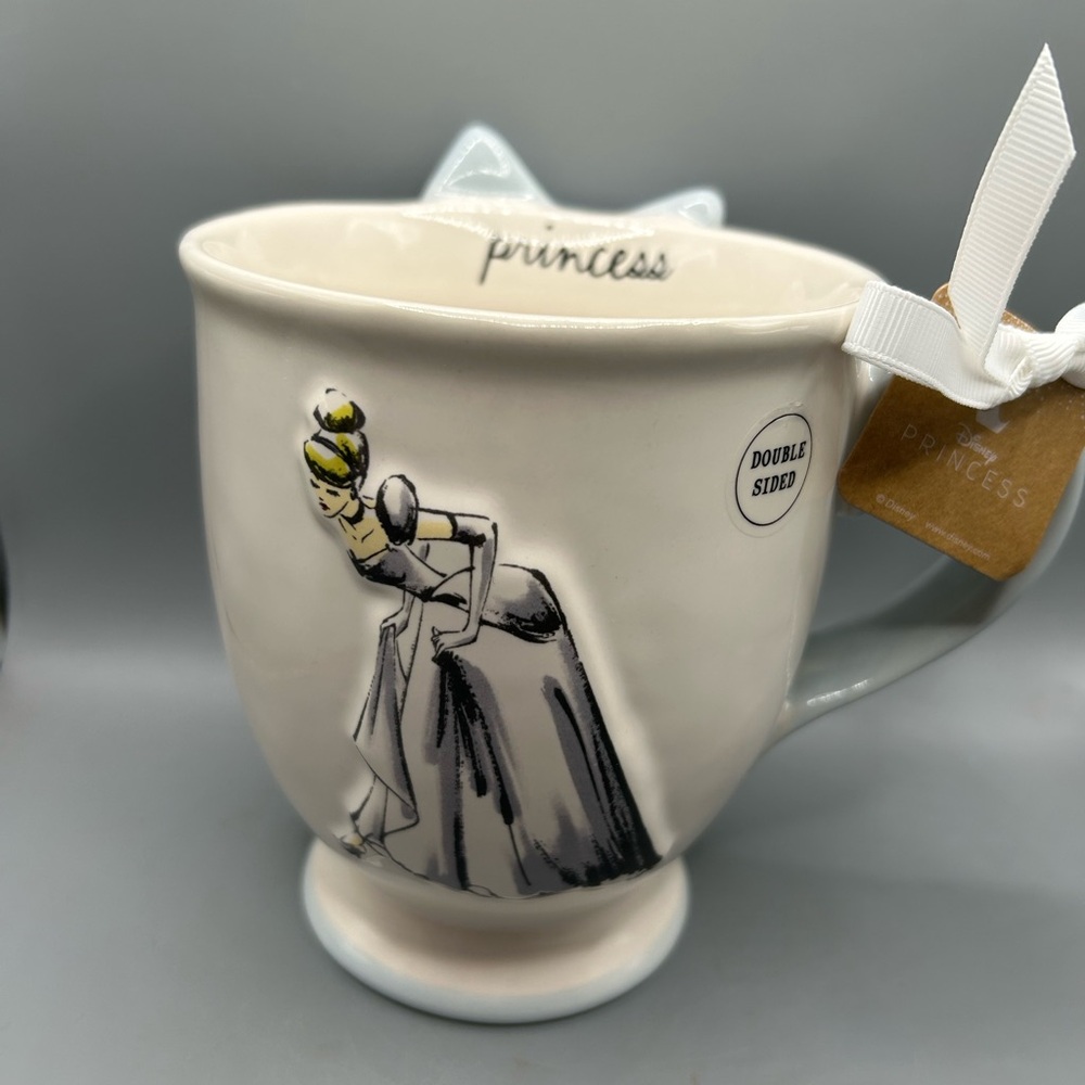 Rae Dunn Disney Cinderella PRINCESS Large Footed Mug With BLUE BOW BRAND NEW